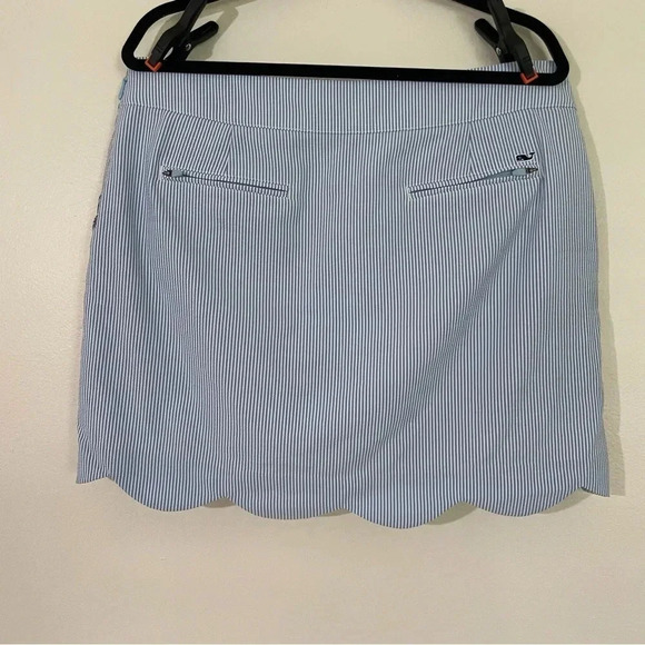 Vineyard Vines Seersucker Blue White Stripe Scallop Hem Golf Skort Size 14 - Picture 4 of 9